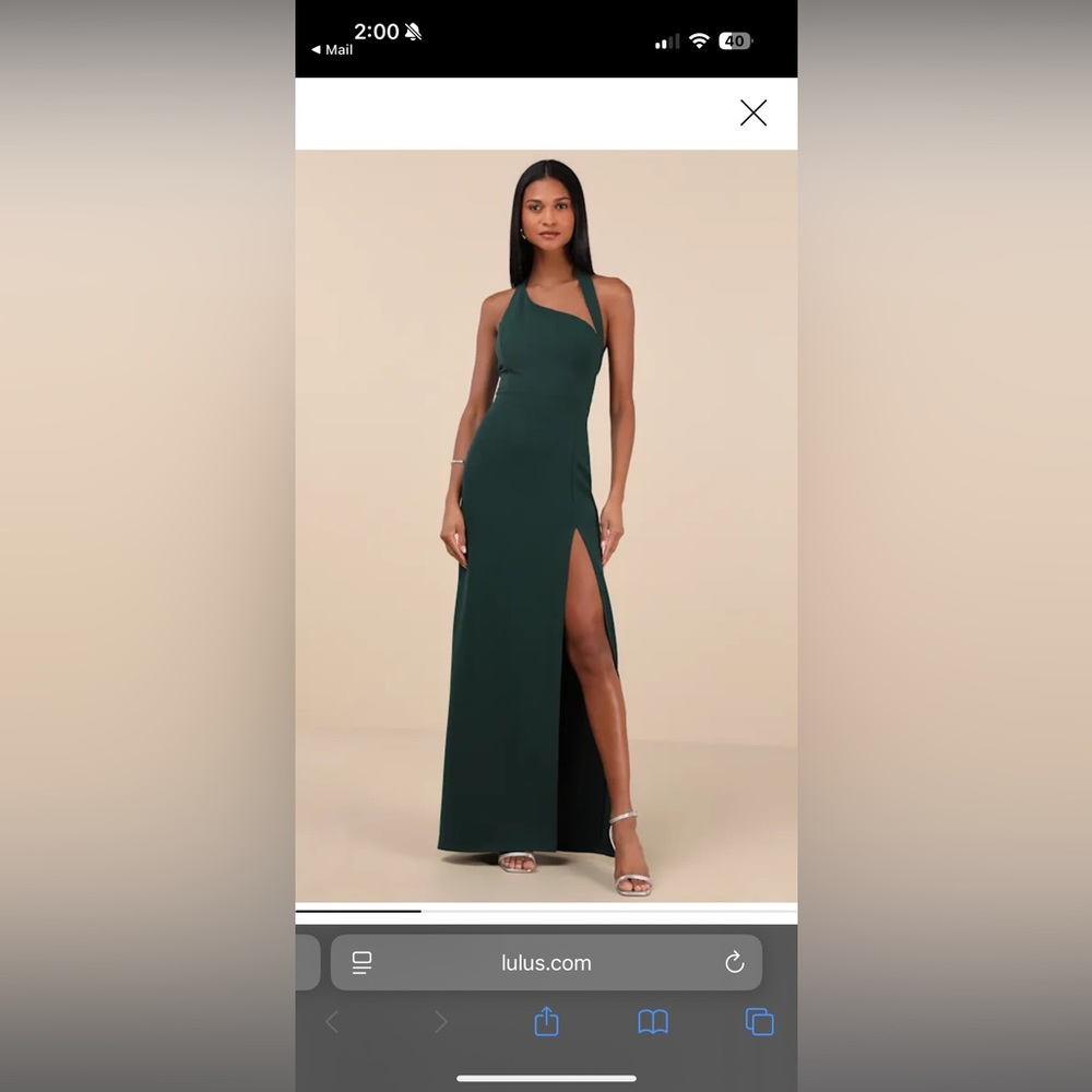 NWT Lulu's Emerald Green Asymmetrical Maxi Dress